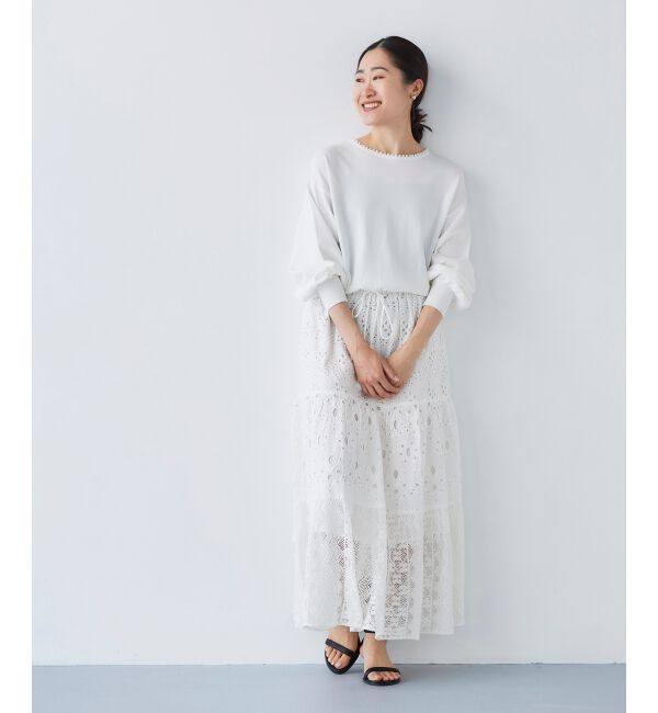 le.coeur blanc「パールネックボリュームスリーブニット」|ニット・セーター|