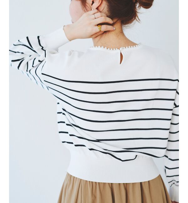 le.coeur blanc「パールネックボリュームスリーブニット」|ニット・セーター|