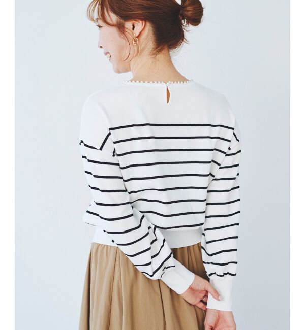 le.coeur blanc「パールネックボリュームスリーブニット」|ニット・セーター|