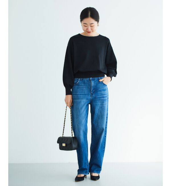 le.coeur blanc「パールネックボリュームスリーブニット」|ニット・セーター|