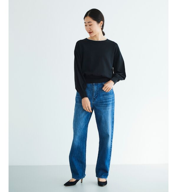 le.coeur blanc「パールネックボリュームスリーブニット」|ニット・セーター|