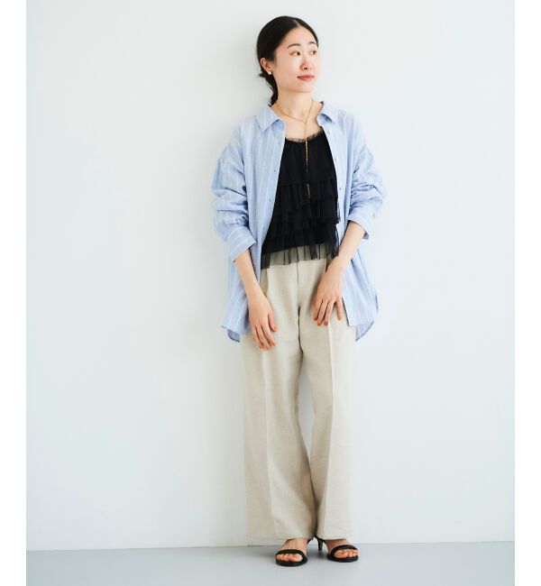 le.coeur blanc「Perle Peche ラメウエストリボンパンツ」|その他|