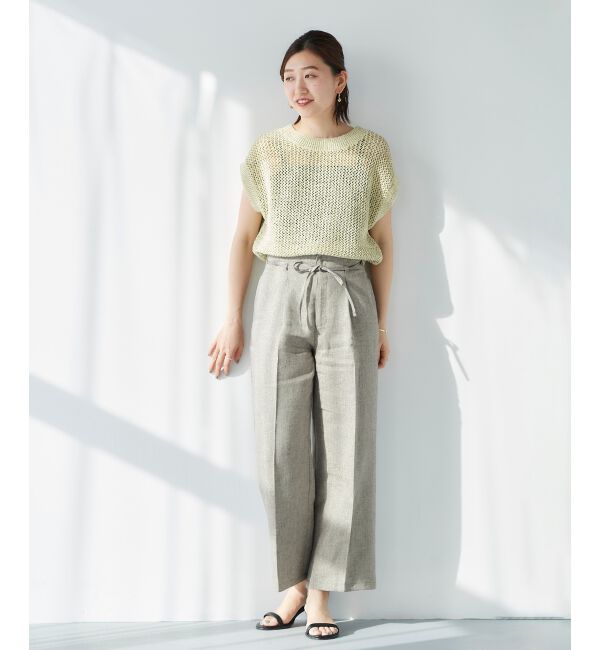le.coeur blanc「Perle Peche ラメウエストリボンパンツ」|その他|