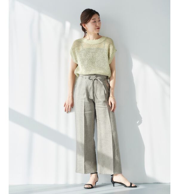 le.coeur blanc「Perle Peche ラメウエストリボンパンツ」|その他|