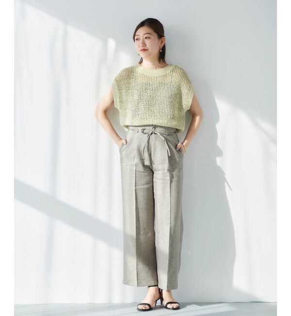 le.coeur blanc「Perle Peche ラメウエストリボンパンツ」|その他|