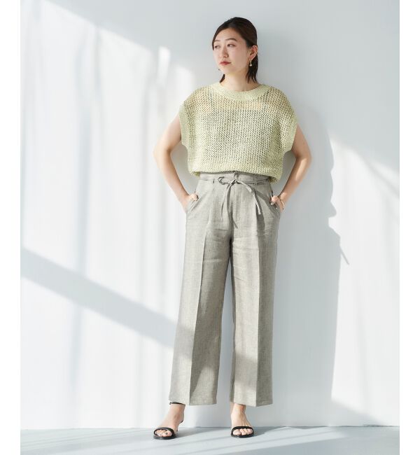 le.coeur blanc「Perle Peche ラメウエストリボンパンツ」|その他|