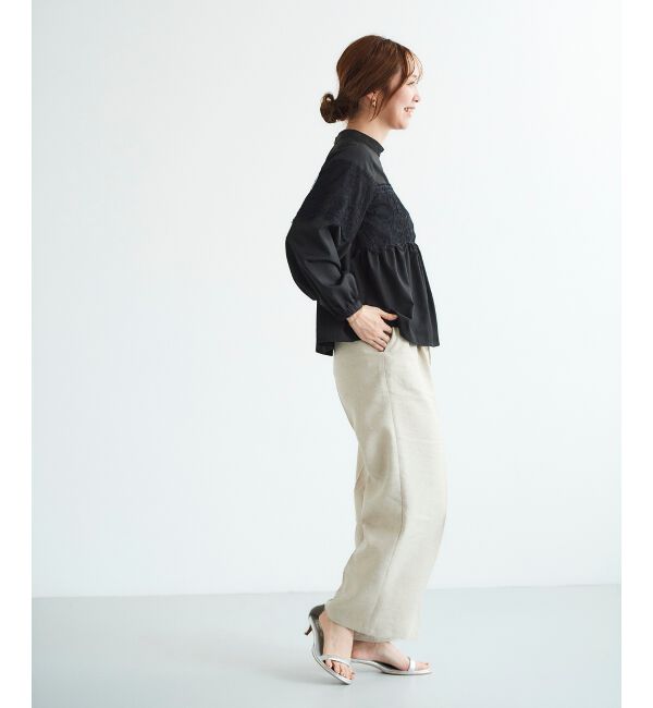 le.coeur blanc「Perle Peche ラメウエストリボンパンツ」|その他|