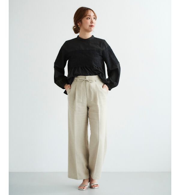 le.coeur blanc「Perle Peche ラメウエストリボンパンツ」|その他|