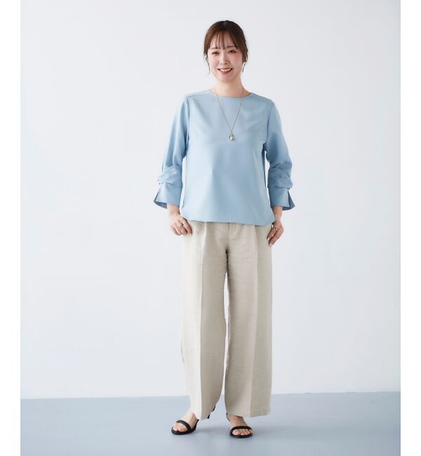 le.coeur blanc「Perle Peche ラメウエストリボンパンツ」|その他|