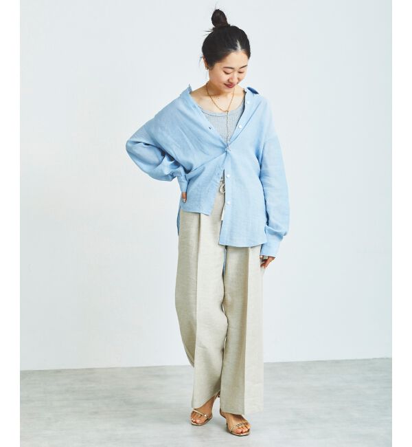 le.coeur blanc「Perle Peche ラメウエストリボンパンツ」|その他|