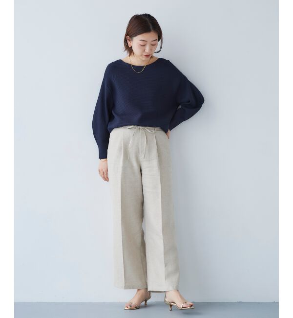 le.coeur blanc「Perle Peche ラメウエストリボンパンツ」|その他|