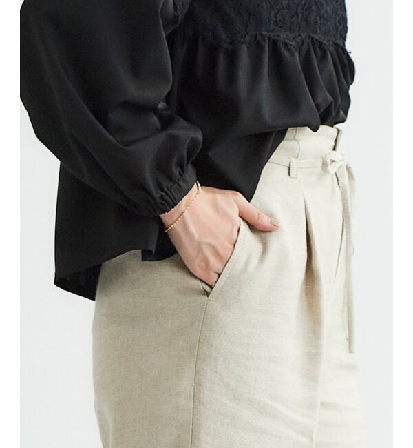 le.coeur blanc「Perle Peche ラメウエストリボンパンツ」|その他|