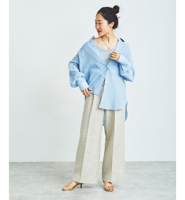 le.coeur blanc「Perle Peche ラメウエストリボンパンツ」|その他|