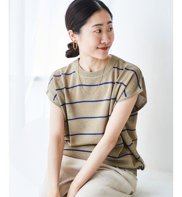  「《WEB限定アイテム》ボーダードルマンニットプルオーバー」|ニット・セーター|
