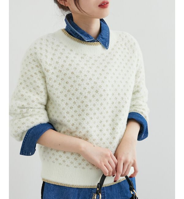 le.coeur blanc「《手洗い可能》フェザーヤーンダイヤ柄ラメニット」|ニット・セーター|