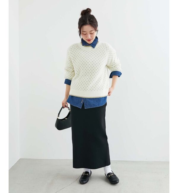 le.coeur blanc「《手洗い可能》フェザーヤーンダイヤ柄ラメニット」|ニット・セーター|
