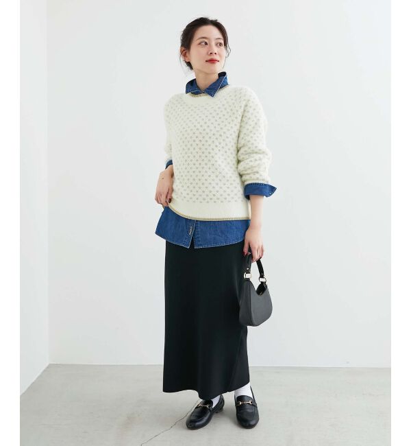 le.coeur blanc「《手洗い可能》フェザーヤーンダイヤ柄ラメニット」|ニット・セーター|