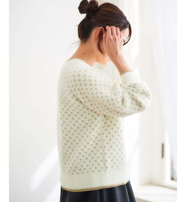 le.coeur blanc「《手洗い可能》フェザーヤーンダイヤ柄ラメニット」|ニット・セーター|