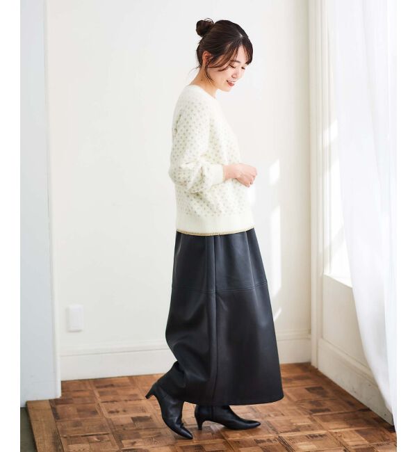 le.coeur blanc「《手洗い可能》フェザーヤーンダイヤ柄ラメニット」|ニット・セーター|