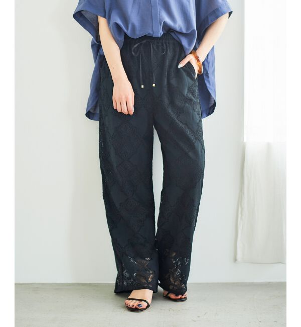  「《手洗い可能》パッチワーク風レースイージーパンツ」|その他|