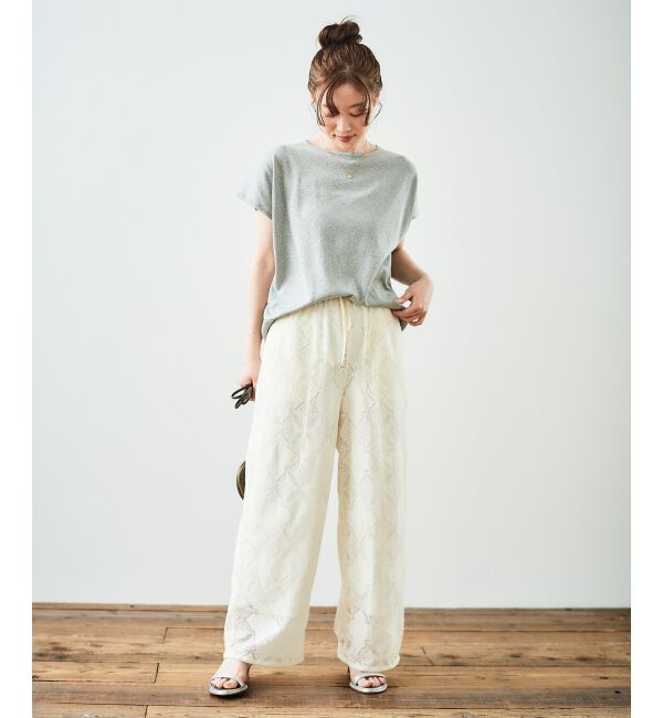  「《手洗い可能》パッチワーク風レースイージーパンツ」|その他|