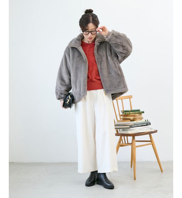  「ウールライクフロントタックワイドクロップドパンツ」|その他|