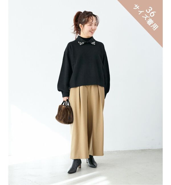  「ウールライクフロントタックワイドクロップドパンツ」|その他|