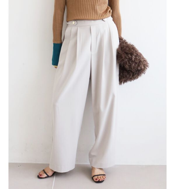  「ウエストデザイン2タックパンツ」|その他|Ｌ／ベージュ