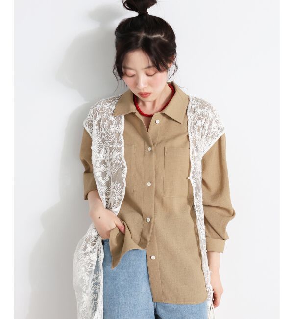  「ヴィンテージメッシュオーバーシャツ」|シャツ・ブラウス|ベージュ