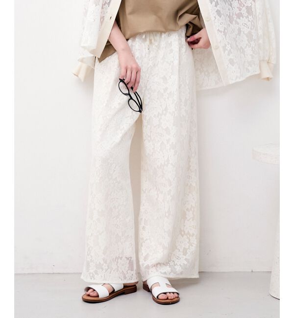  「フラワーメッシュレースワイドパンツ」|その他|