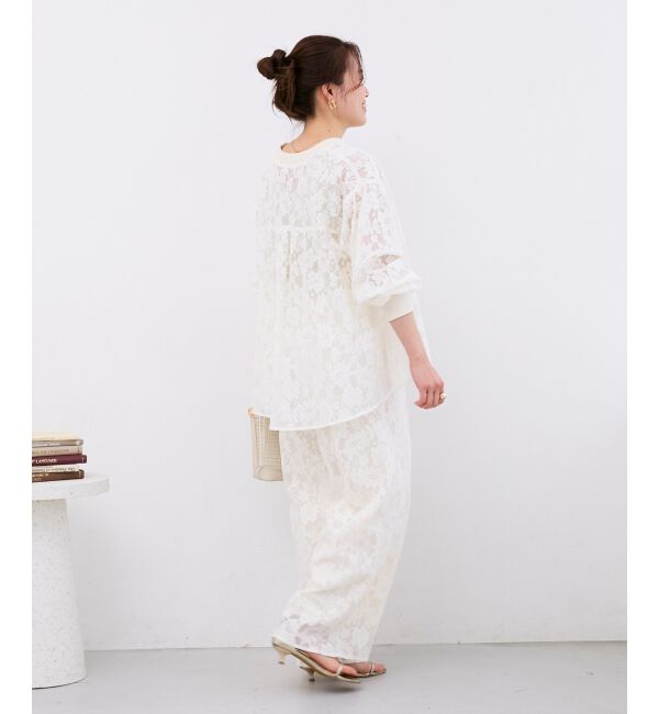  「フラワーメッシュレースワイドパンツ」|その他|