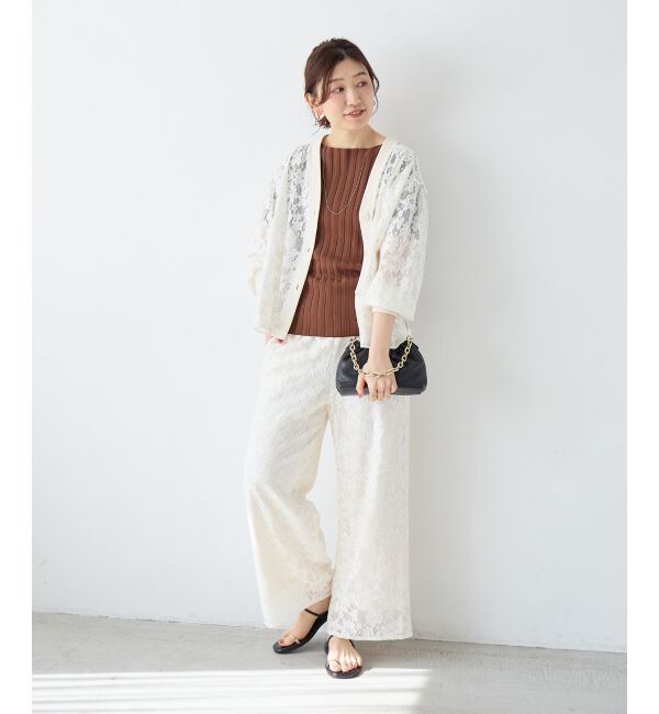  「フラワーメッシュレースワイドパンツ」|その他|