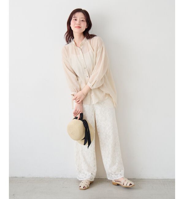  「フラワーメッシュレースワイドパンツ」|その他|