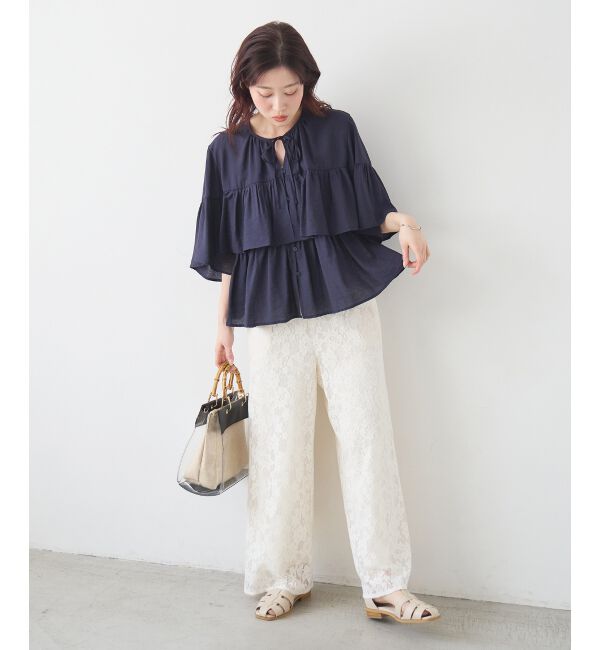  「フラワーメッシュレースワイドパンツ」|その他|