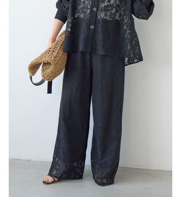  「フラワーメッシュレースワイドパンツ」|その他|