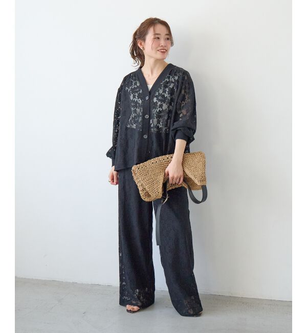  「フラワーメッシュレースワイドパンツ」|その他|