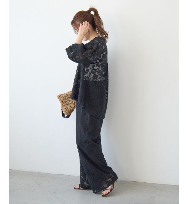  「フラワーメッシュレースワイドパンツ」|その他|