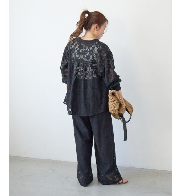  「フラワーメッシュレースワイドパンツ」|その他|