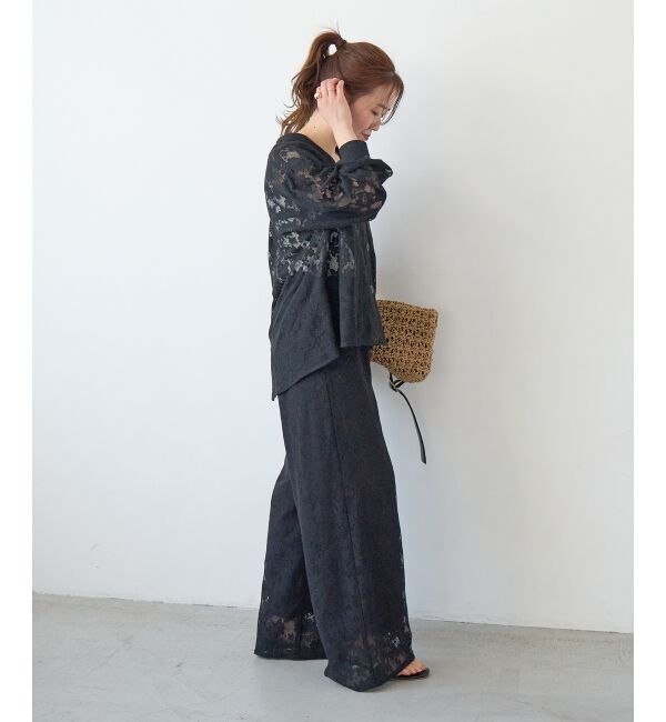  「フラワーメッシュレースワイドパンツ」|その他|