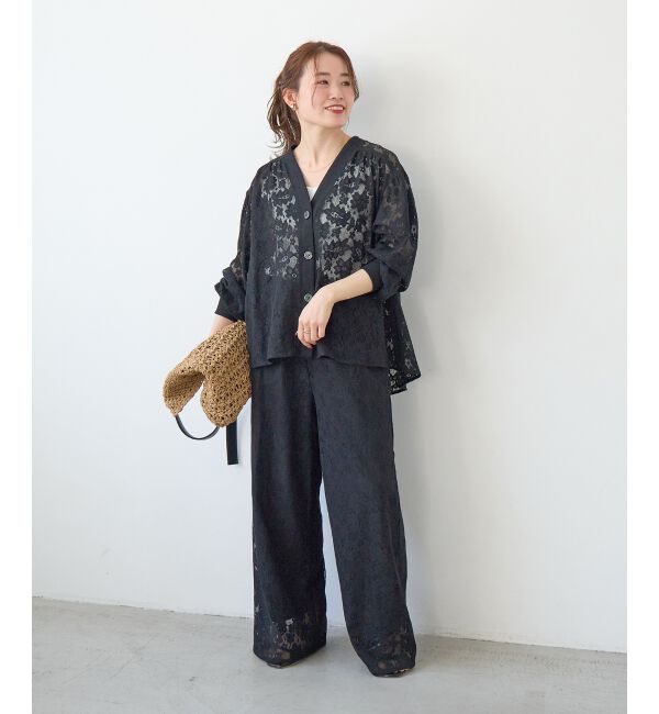  「フラワーメッシュレースワイドパンツ」|その他|