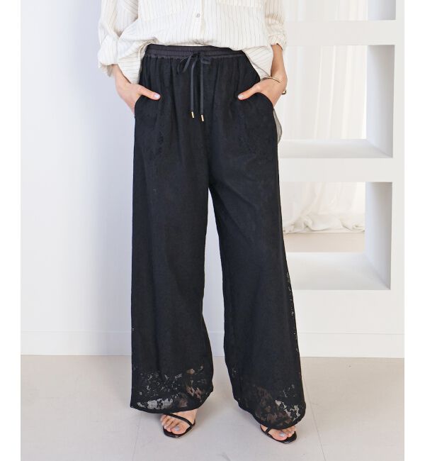  「フラワーメッシュレースワイドパンツ」|その他|