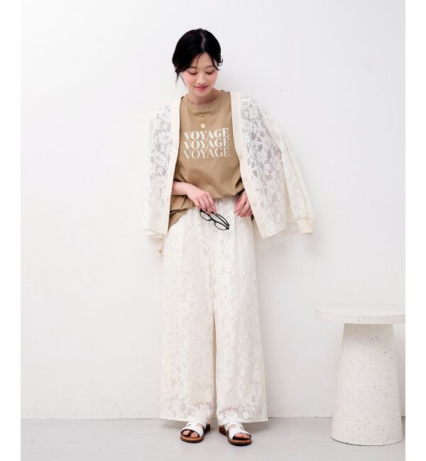  「フラワーメッシュレースワイドパンツ」|その他|