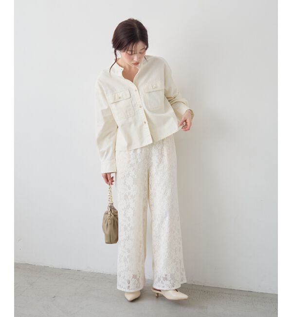  「フラワーメッシュレースワイドパンツ」|その他|