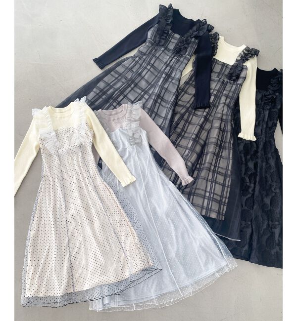 MAJESTICLEGON「ショルダーフリルドッキングワンピ」|ワンピース|