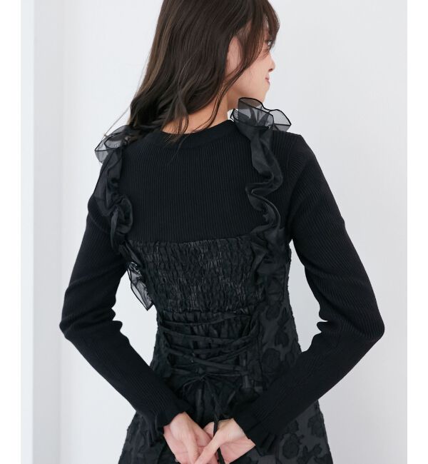 MAJESTICLEGON「ショルダーフリルドッキングワンピ」|ワンピース|