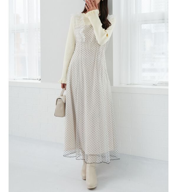 MAJESTICLEGON「ショルダーフリルドッキングワンピ」|ワンピース|