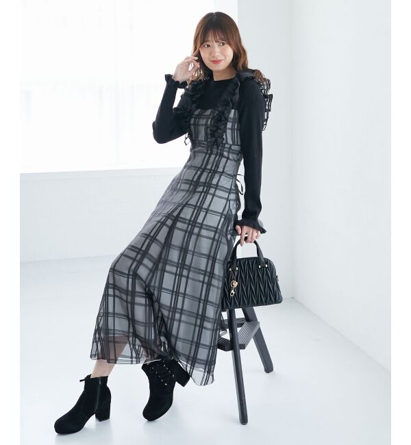 MAJESTICLEGON「ショルダーフリルドッキングワンピ」|ワンピース|