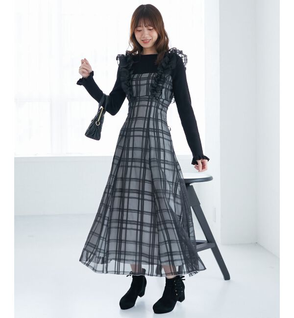 MAJESTICLEGON「ショルダーフリルドッキングワンピ」|ワンピース|