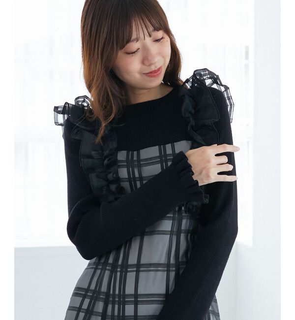 MAJESTICLEGON「ショルダーフリルドッキングワンピ」|ワンピース|