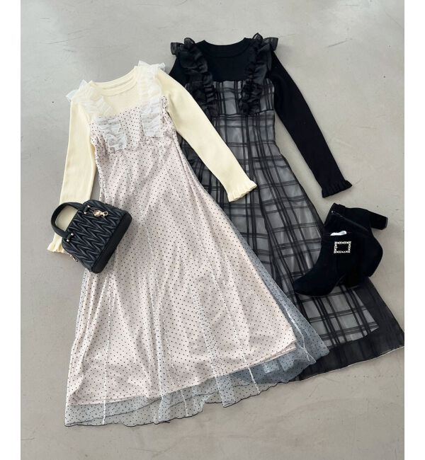 MAJESTICLEGON「ショルダーフリルドッキングワンピ」|ワンピース|